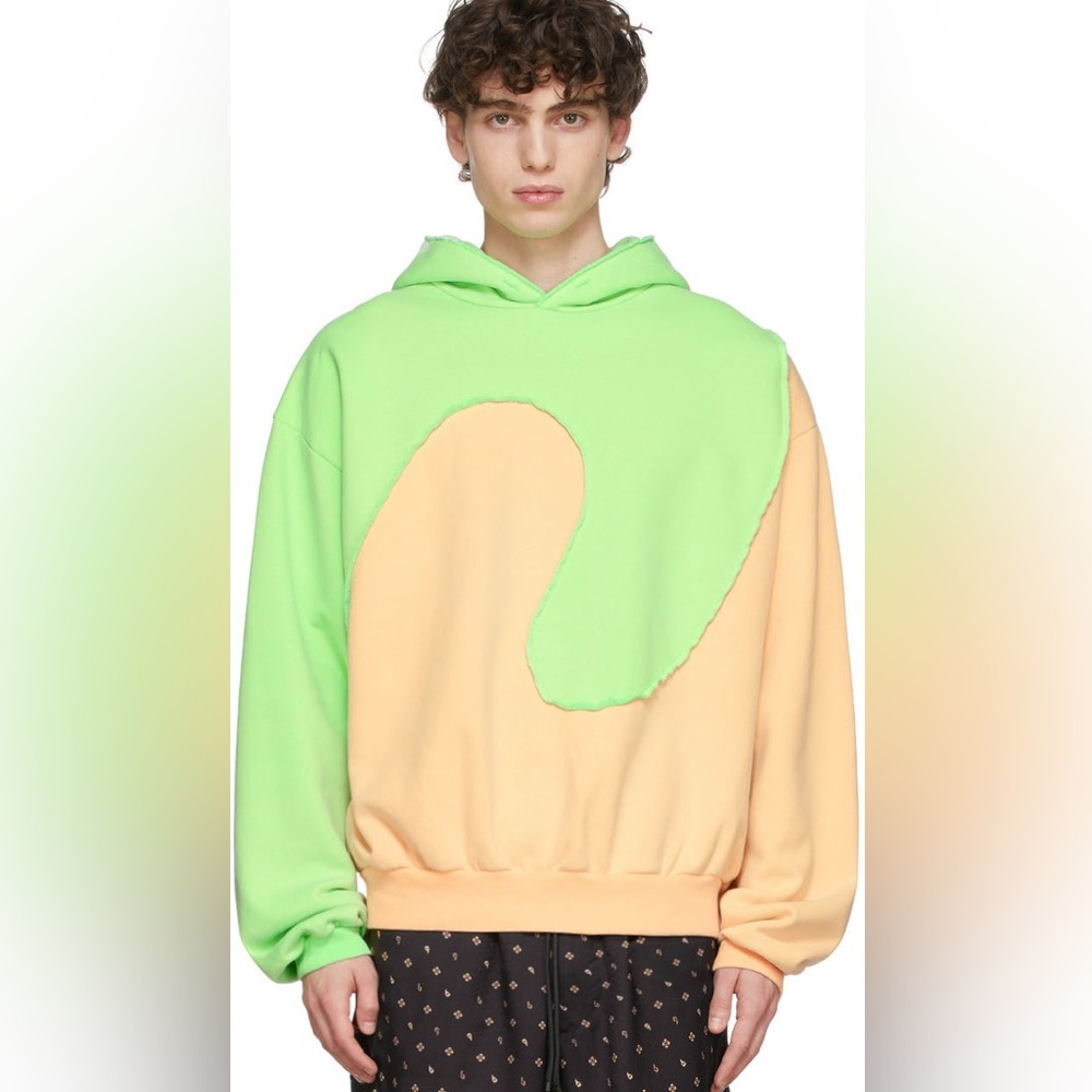 ERL Panelled Hoodie - Green - Size Men Medium